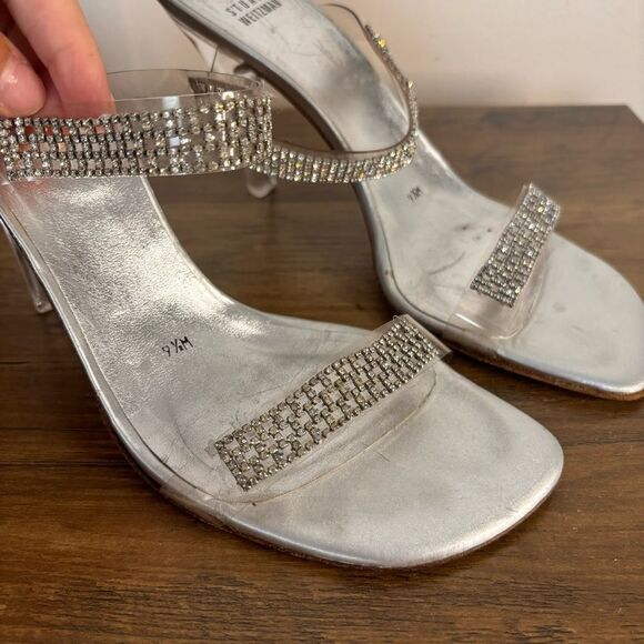 Stuart Weitzman Clear Embellished  Heel Sandals - Picture 8 of 8